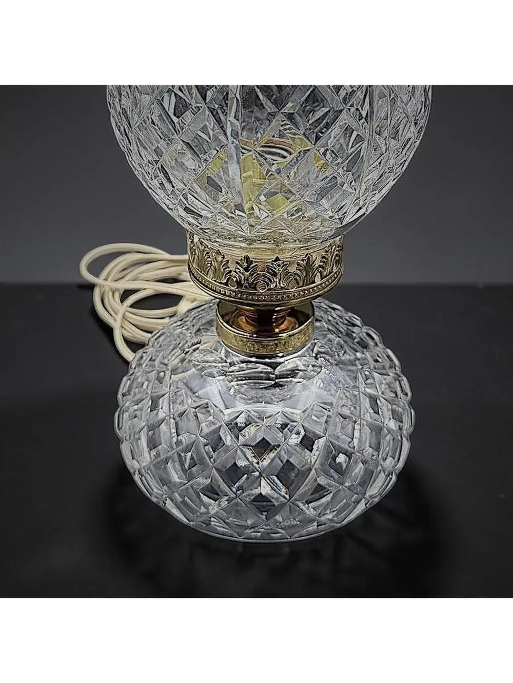 Vtg Waterford Crystal Electric Hurricane Lamp Accent Light 13